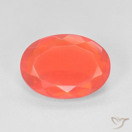 2,66ct Ovale sfaccettato rosso Opale di fuoco dal Messico, Dimension 12,9 x 9,3mm, Natural non trattati Gemstone, Transparent Clarity, 1 piece Opale di fuoco in Rosso cremisi brillante-arancione Color, Mohs Hardness of 5,5 - 6,5, Photo A