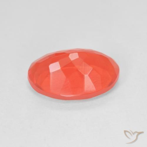 Fire Opal Gemstone in 11.9 x 9.2 mm Size for Sale, Fire Opal Stone in Intense Red Orange Color