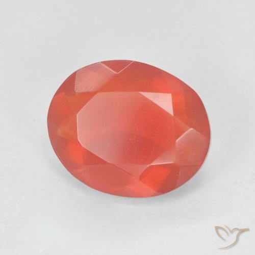 2.41 ct Red Fire Opal Stone, Natural Fire Opal in Oval Facet Shape for Sale