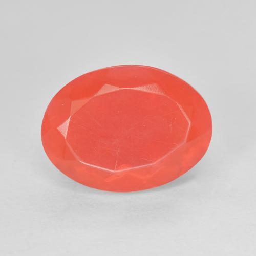 Opale de Feu Rouge oval facet 13,4 x 9,9mm du Mexique, poids de 3,9 ct, pierre gemme naturelle Non traité de pureté Transparent, 1 pièce d'opale de feu , couleur : Rouge moyen, dureté de Mohs de 5.5 à 6.5, Photo A
