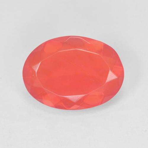 Opale de Feu Rouge Ovale 14,2 x 10,3mm du Mexique, poids de 3,29 ct, pierre gemme naturelle Non traité de pureté Transparent, 1 pièce d'opale de feu oval facet, couleur : Orange rouge intense, dureté de Mohs de 5.5 à 6.5, Photo A