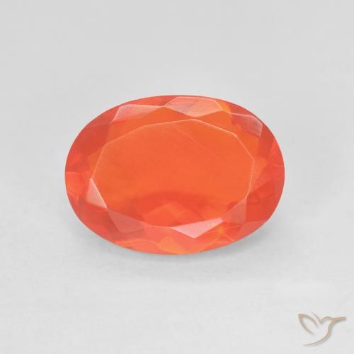 2.04 ct Red Fire Opal Gemstone, Fire Opal Gem in Oval Facet Shape for Sale.