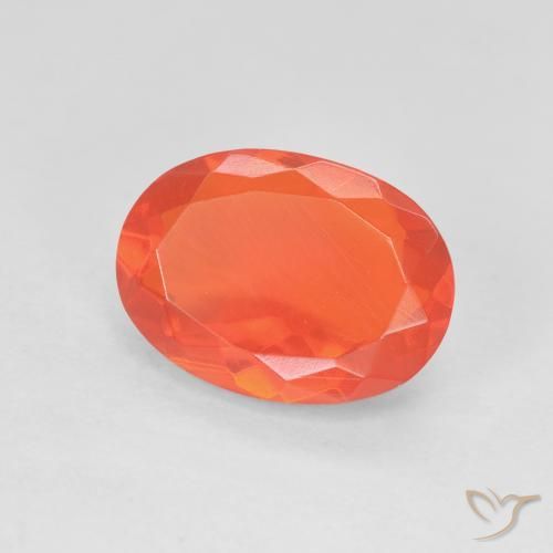 2.04 ct Red Fire Opal Stone, Natural Fire Opal in Oval Facet Shape for Sale