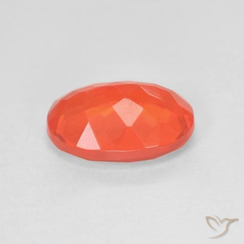 Fire Opal Gemstone in 11.3 x 8.4 mm Size for Sale, Fire Opal Stone in Bright Crimson Red-Orange Color