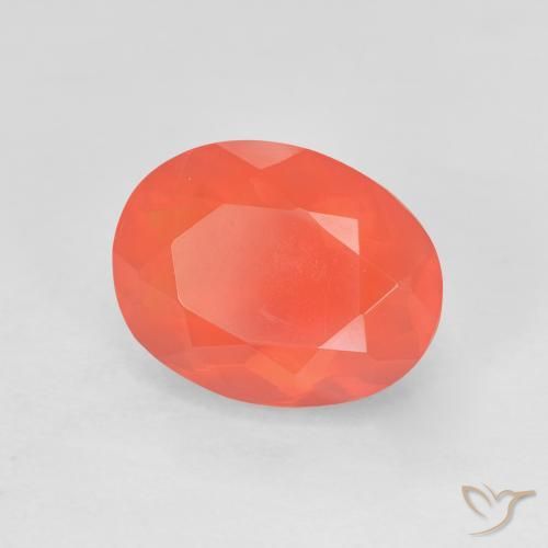 2.35 ct Red Fire Opal Stone, Natural Fire Opal in Oval Facet Shape for Sale