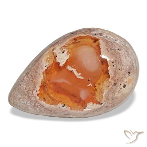 8.64 ct Multicolor Fire Opal Gemstone, Fire Opal Gem in Pear Cabochon Shape for Sale.