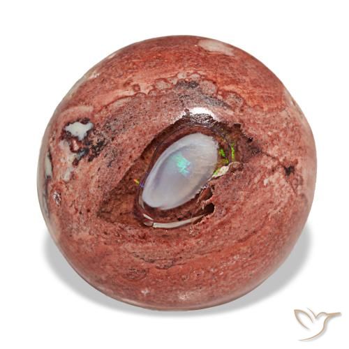9.08 ct Multicolor Fire Opal Gemstone, Fire Opal Gem in Round Cabochon Shape for Sale.