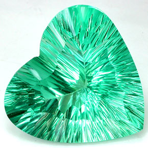 93.66 ct Green Fluorite Gemstone, Fluorite Gem in Heart Concave Cut Shape for Sale.