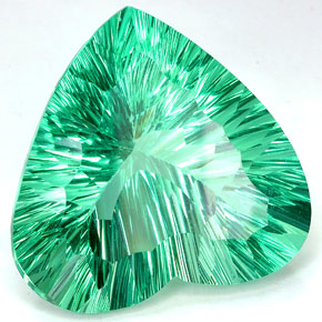 93.66 ct Green Fluorite Stone, Natural Fluorite in Heart Concave Cut Shape for Sale