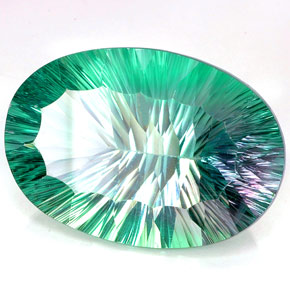 84.68 ct Multicolor Fluorite Stone, Natural Fluorite in Oval Concave Cut Shape for Sale
