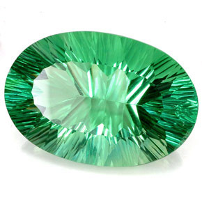 76.90 ct Green Fluorite Stone, Natural Fluorite in Oval Concave Cut Shape for Sale