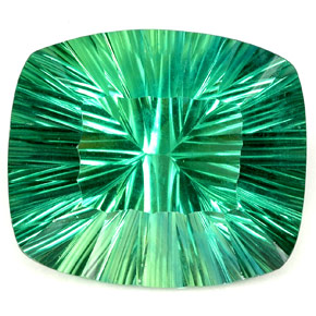 93.56 ct Green Fluorite Gemstone, Fluorite Gem in Cushion Concave Cut Shape for Sale.