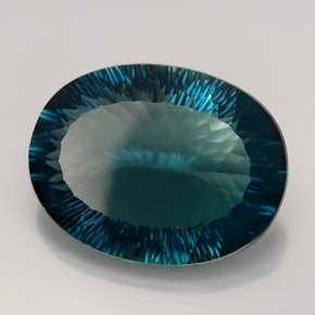 76.61 ct Blue Fluorite Stone, Natural Fluorite in Oval Concave Cut Shape for Sale