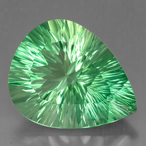 37.71 ct Green Fluorite Gemstone, Fluorite Gem in Pear Concave Cut Shape for Sale.