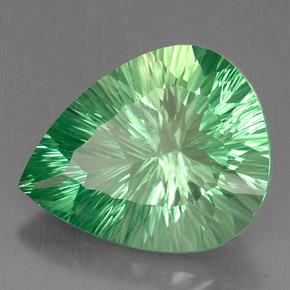 37.71 ct Green Fluorite Stone, Natural Fluorite in Pear Concave Cut Shape for Sale
