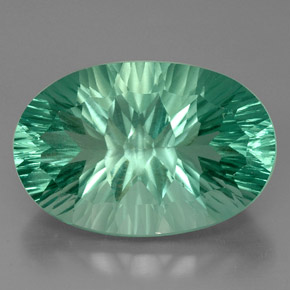 49.15 ct Green Fluorite Gemstone, Fluorite Gem in Oval Concave Cut Shape for Sale.