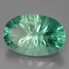 49.15 ct Green Fluorite Stone, Natural Fluorite in Oval Concave Cut Shape for Sale