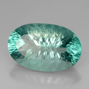 67.26 ct Green Fluorite Stone, Natural Fluorite in Oval Concave Cut Shape for Sale