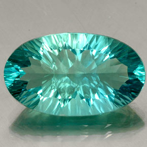27.89 ct Green Fluorite Gemstone, Fluorite Gem in Oval Concave Cut Shape for Sale.
