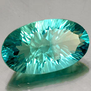 27.89 ct Green Fluorite Stone, Natural Fluorite in Oval Concave Cut Shape for Sale