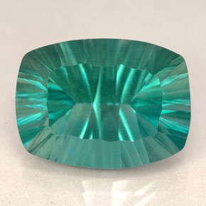 22.87 ct Green Fluorite Gemstone, Fluorite Gem in Cushion Concave Cut Shape for Sale.