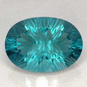 47.22 ct Blue Fluorite Gemstone, Fluorite Gem in Oval Concave Cut Shape for Sale.