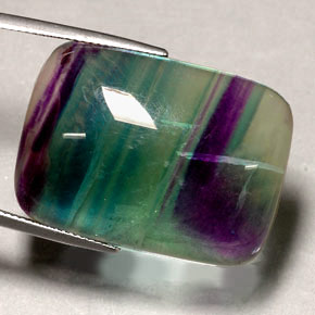 48.88 ct Multicolor Fluorite Gemstone, Fluorite Gem in Baguette Cabochon Shape for Sale.