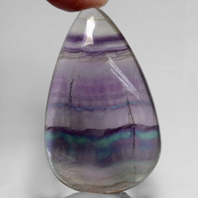 59.58 ct Multicolor Fluorite Gemstone, Fluorite Gem in Pear Cabochon Shape for Sale.