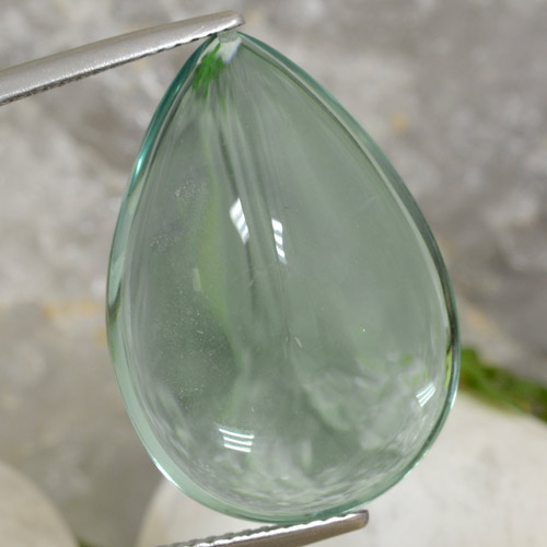 Light Green Fluorite Gem - 21.4ct Pear Shape Sugarloaf Cabochon (ID: 472036)
