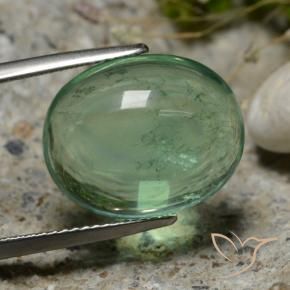 15.94 ct Green Fluorite Stone, Natural Fluorite in Oval Cabochon Shape for Sale