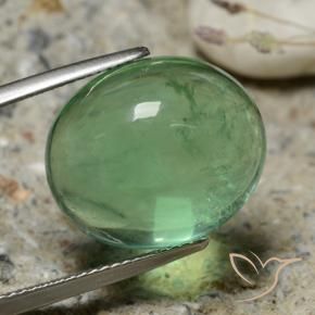20.63 ct Green Fluorite Stone, Natural Fluorite in Oval Cabochon Shape for Sale