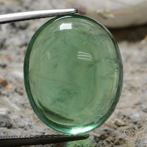 25.64 ct Green Fluorite Gemstone, Fluorite Gem in Oval Cabochon Shape for Sale.