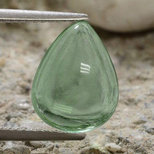 Warm Green Флюорит Камень - 4.8ct Груша Кабошон (ID: 475522)