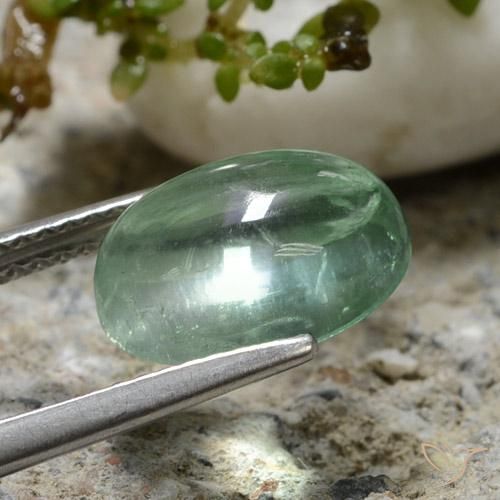 Fluorite Gemstone in 11 x 8.6 mm Size for Sale, Fluorite Stone in Cool Green Color