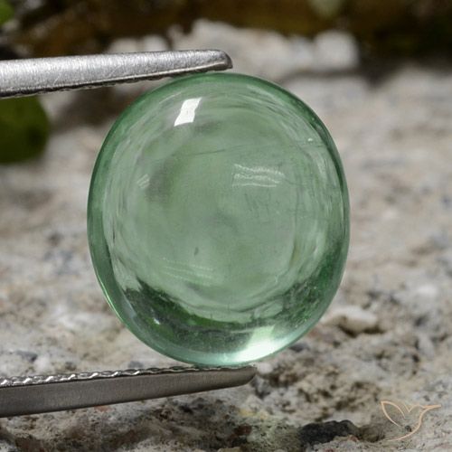 Fluorita Verde Cabujón Óvalo de 11 x 9,9mm de India, peso de 4.75 ct, piedra preciosa natural No tratado en claridad Transparente, Fluorita de 1 pieza - Color: Verde claro, dureza Mohs de 4, Photo A