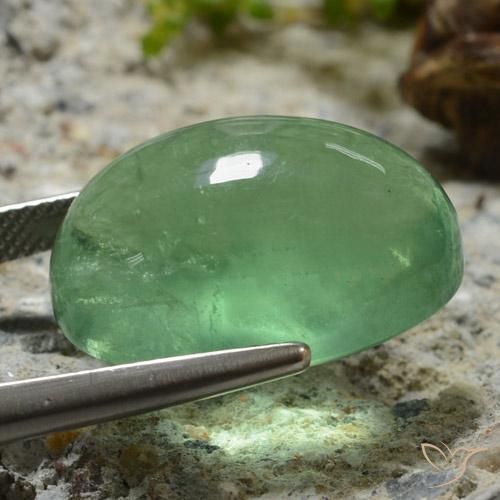 Fluorite Gemstone in 20.9 x 16.2 mm Size for Sale, Fluorite Stone in Light Green Color