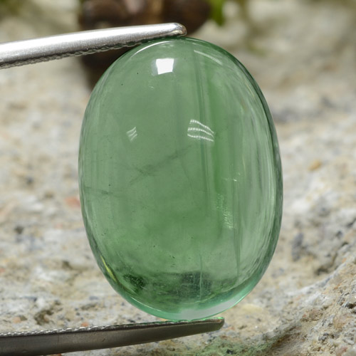 Светло-зеленый Флюорит Камень - 18.9ct Овал Кабошон (ID: 475638)