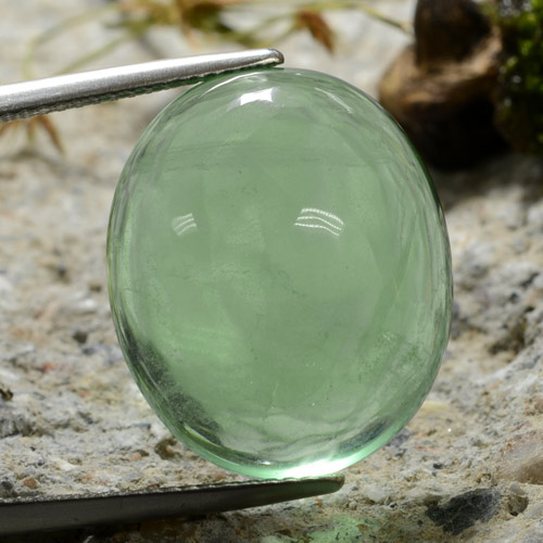 Light Mint Fluorite Gem - 25.9ct Oval Cabochon (ID: 475713)