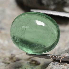 21.66 ct Green Fluorite Stone, Natural Fluorite in Oval Cabochon Shape for Sale