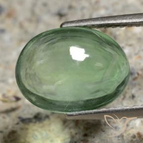 5.07 ct Green Fluorite Stone, Natural Fluorite in Oval Cabochon Shape for Sale