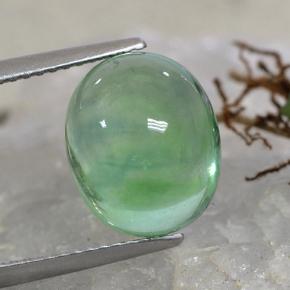Cool Green Флюорит Камень - 7.2ct Овал Кабошон (ID: 493600)
