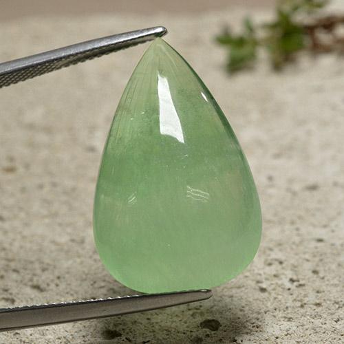 Fluorita Verde Cabujón Pera de 33.31 ct de India, dimensión 26,8 x 16,9mm, piedra preciosa natural No tratado, claridad Transparente, Fluorita de 1 pieza en color Verde medio, dureza Mohs de 4, Photo A