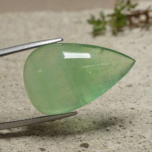 33.31 ct Green Fluorite Stone, Natural Fluorite in Pear Cabochon Shape for Sale