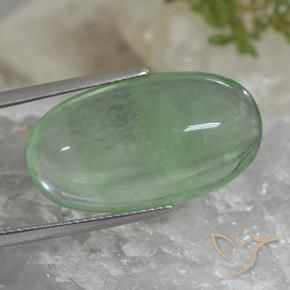 27.65 ct Green Fluorite Stone, Natural Fluorite in Oval Cabochon Shape for Sale