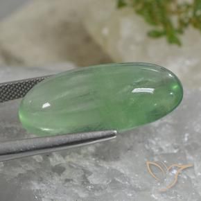 Fluorite Gemstone in 26.1 x 14.4 mm Size for Sale, Fluorite Stone in Warm Green Color