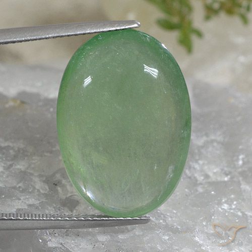Light Green Fluorite Gem - 25.5ct Oval Cabochon (ID: 496602)