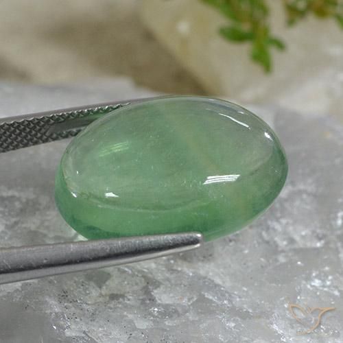 Fluorite Gemstone in 19.7 x 15.8 mm Size for Sale, Fluorite Stone in Light Green Color
