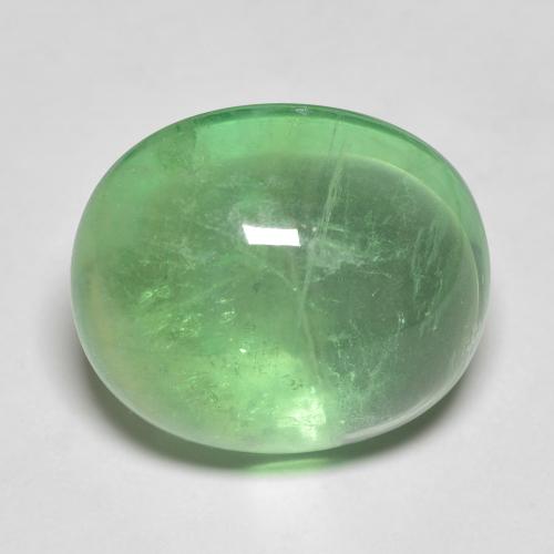 Light Cool Green Fluorite Gem - 18.2ct Oval Cabochon (ID: 496605)