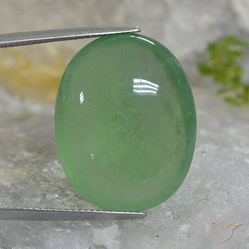 46.27 ct Green Fluorite, 25.2 x 19.9 mm Oval Cut From India, Photo A