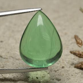 Earthy Green Fluorite Gem - 21ct Pear Cabochon (ID: 498373)